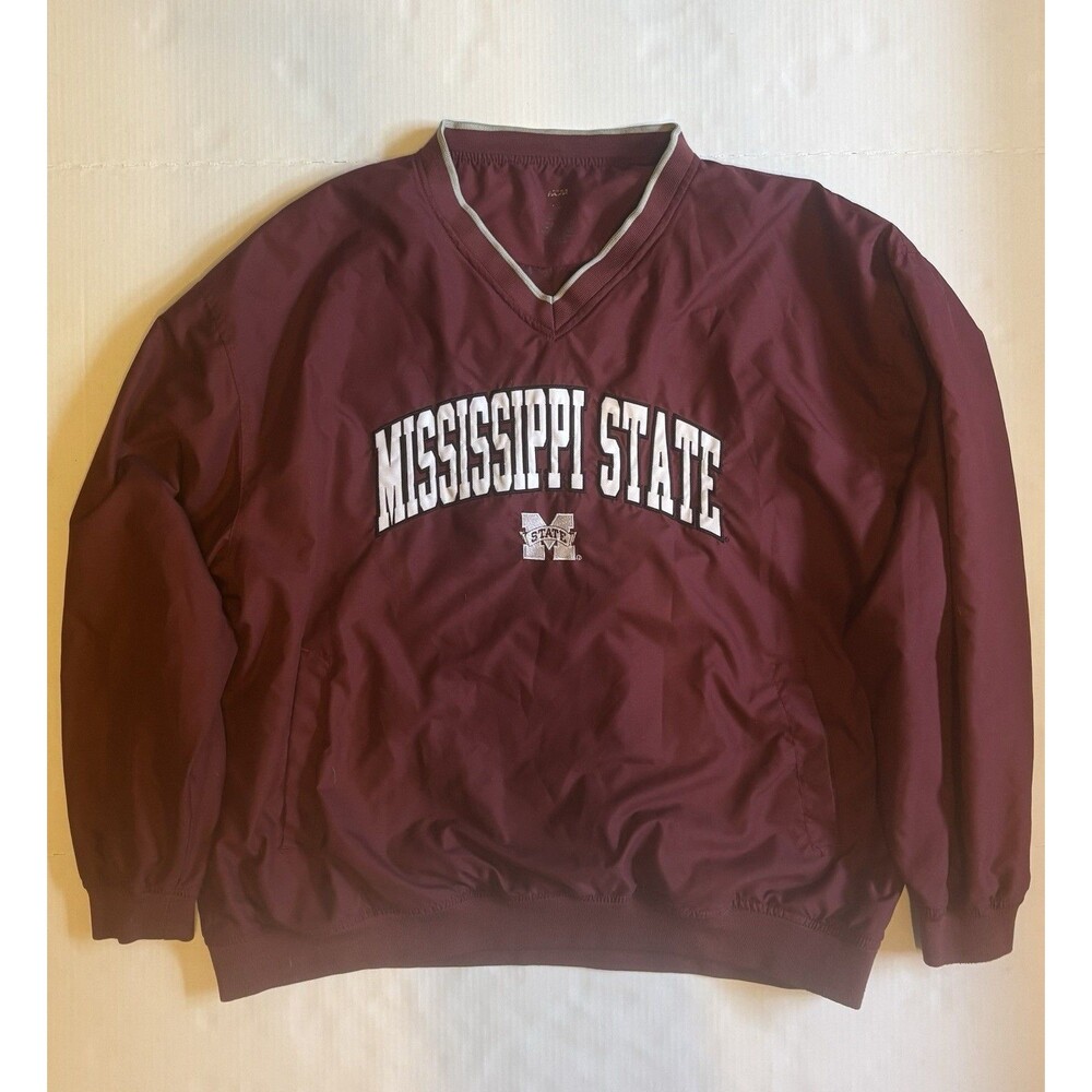Mississippi State Bulldogs Maroon V-Neck Pullover Jacket Windbreaker